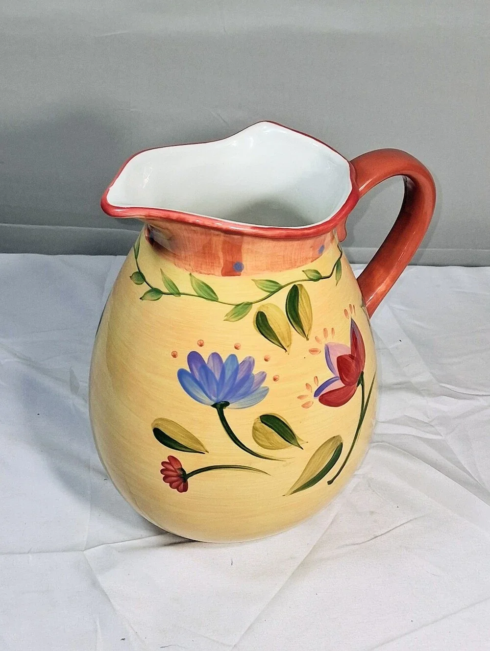Pfaltzgraff Napoli Stoneware Mediterranean Terracota Hand Painted Pitcher